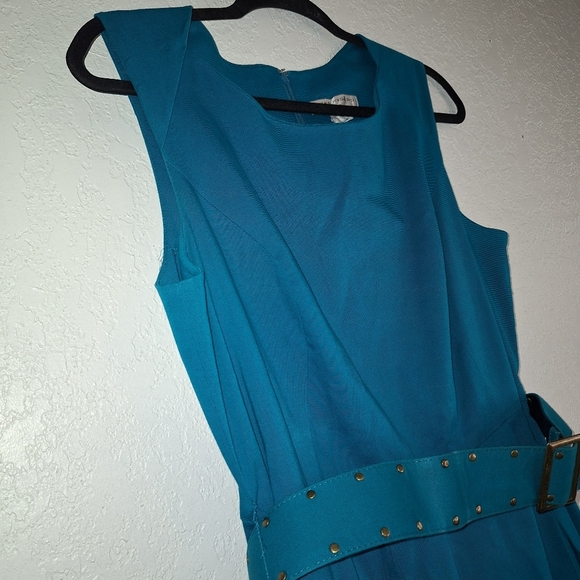Peter Nygard Turquoise Belted Fit & Flare Dress Size 12 See Description - Picture 5 of 16